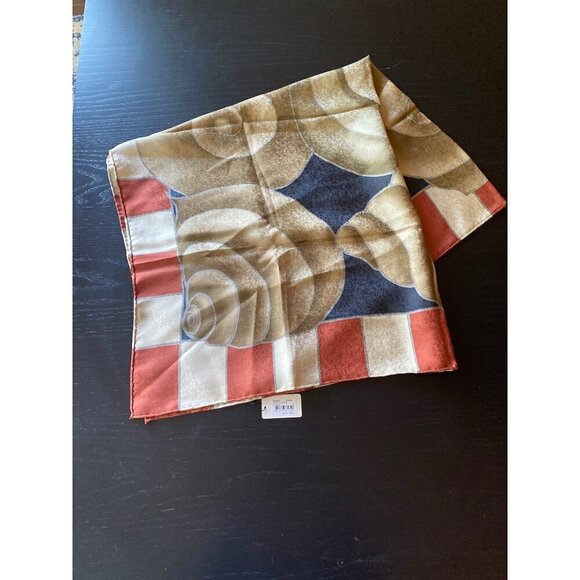 NWT Jim Thompson Silk Scarf Brown Gold Abstract Print - Picture 6 of 6